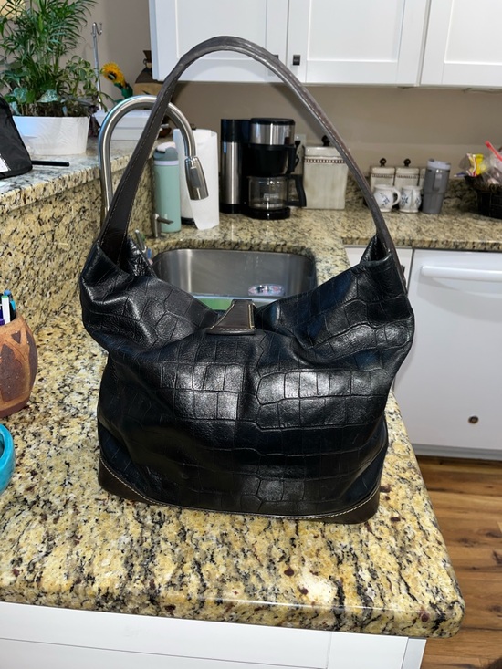 EUC Authentic Dooney&Bourke Belvedere Croc Embossed Leather Hobo Handbag & Pouch - Picture 3 of 9